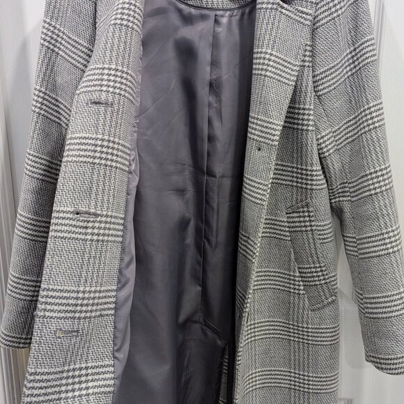 Abercrombie Wool-Blend Dad Coat XS in Grey Plaid - Picture 4 of 6